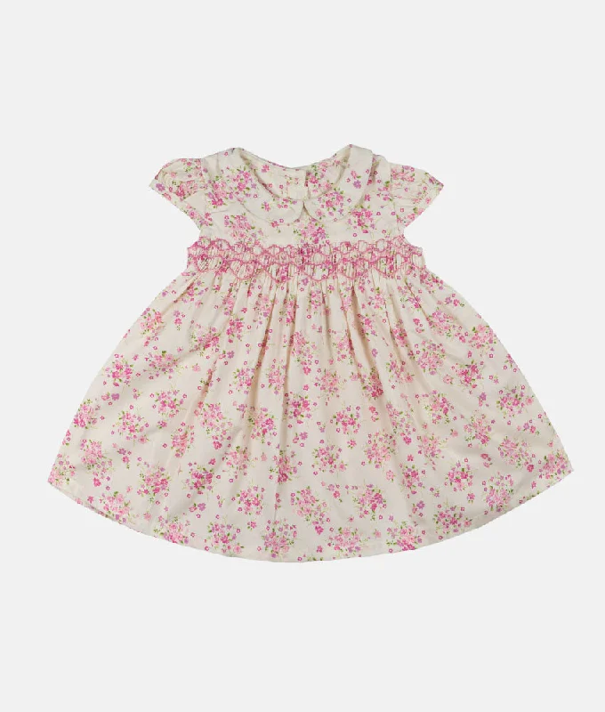 Ditsy Pink Floral Smocked Baby Dress